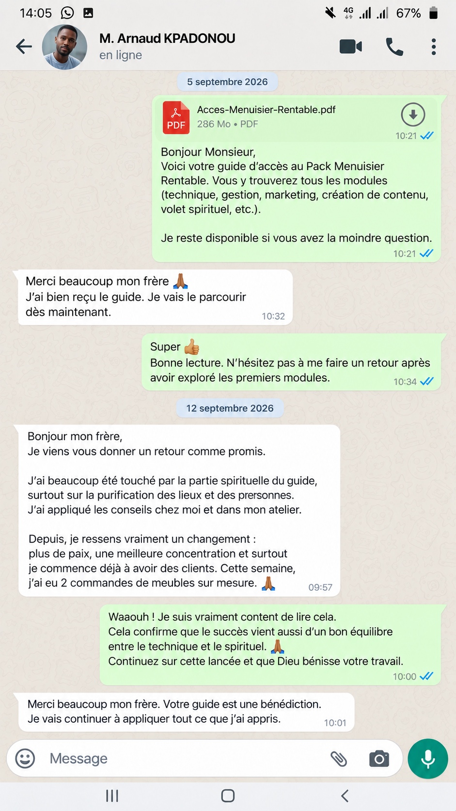 Témoignage WhatsApp client 2